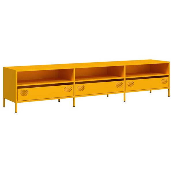 vidaXL Meuble TV jaune moutarde 202x39x43 5 cm acier laminé à froid