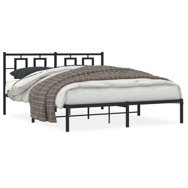 vidaXL Cadre de lit métal sans matelas avec tête de lit noir 150x200cm