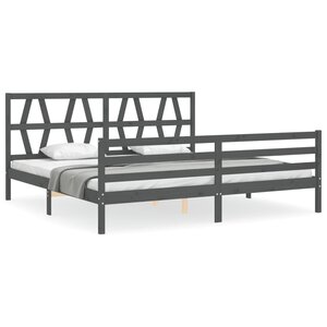 vidaXL Cadre de lit sans matelas gris 200x200 cm bois massif
