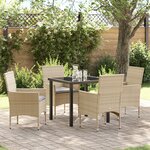 Ensemble de dîner de jardin 5 pièces vidaXL avec coussins en poly rattan beige
