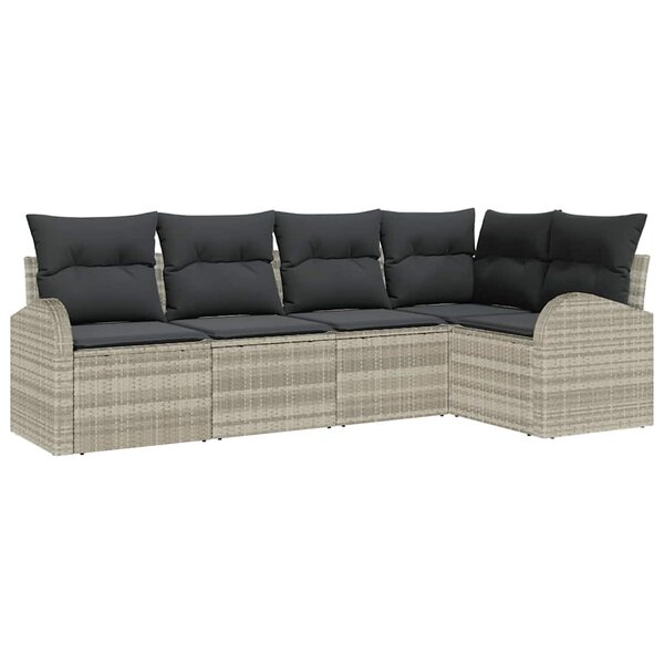 vidaXL Ensemble de canapé de jardin 5 Pièces Gris clair Poly rotin