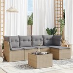 vidaXL Salon de jardin avec coussins 6 Pièces beige résine tressée