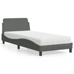 vidaXL Lit avec matelas gris foncé 90x200 cm tissu