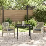 vidaXL Ensemble de salle à manger de jardin 3 pièces avec coussins Gris clair Rattan PE