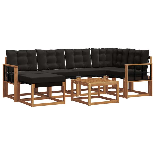 vidaXL Ensemble de canapés d'extérieur 7 pc Naturel et Noir