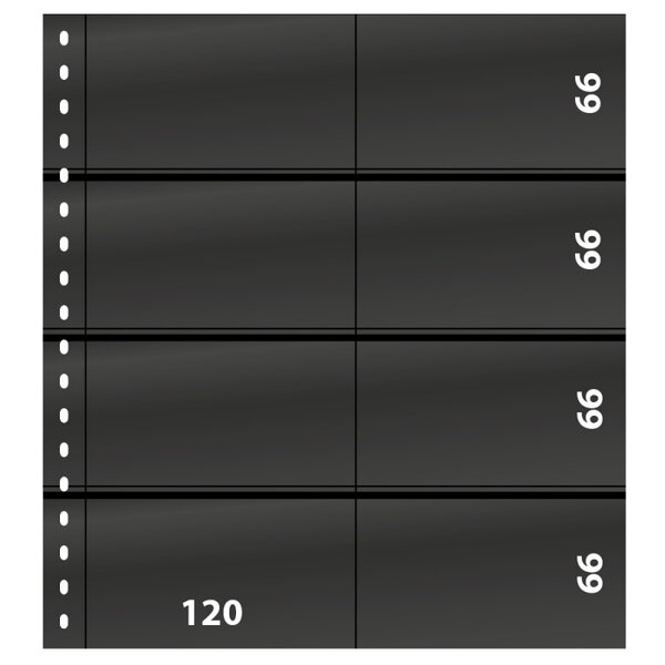 Feuilles de classement Omnia Lindner pour 16 cartes de rangement. Fond - Noir