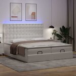 vidaXL Cadre de lit ottoman et matelas blanc pur 200x200cm similicuir