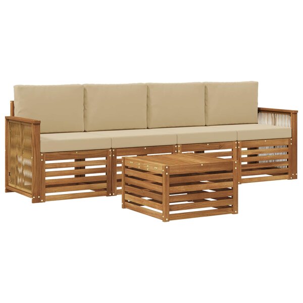 vidaXL Ensemble de canapés d'extérieur 5 pc Naturel et Beige