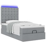 vidaXL Cadre de lit ottoman et matelas gris clair 100x200 cm tissu