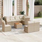 vidaXL Salon de jardin avec coussins 9 Pièces beige résine tressée