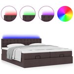 VidaXL Cadre de lit ottoman avec matelas marron foncé 180x200 cm tissu