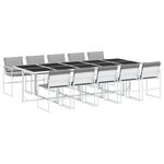 vidaXL Ensemble à manger de jardin avec coussins 11Pièces blanc textilène