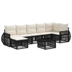 vidaXL Ensemble de canapé de jardin 8 Pièces Noir et blanc crème