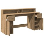 vidaXL Bureau avec lumières LED chêne artisanal bois d'ingénierie