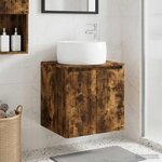 vidaXL Vanité de lavabo mural Chêne fumé 49 5 x 44 5 x 66 cm