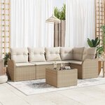 vidaXL Ensemble de canapé de jardin 6 Pièces Marron Poly rotin