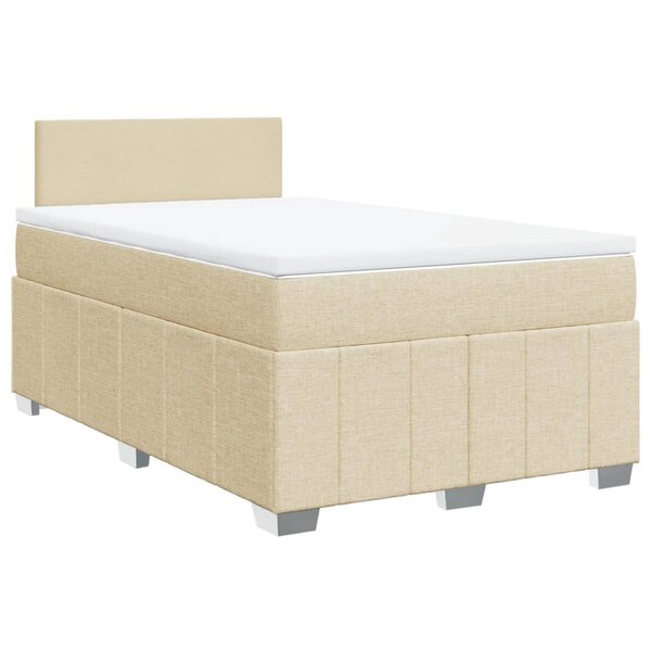 vidaXL Sommier à lattes de lit avec matelas crème 120x190 cm tissu