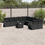 vidaXL Salon de jardin 11 Pièces avec coussins noir résine tressée