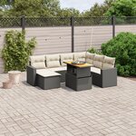 vidaXL Salon de jardin 8 Pièces avec coussins noir résine tressée