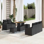 vidaXL Ensemble de canapé de jardin avec coussin 8 Pièces Noir Poly rotin