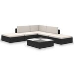 vidaXL Salon de jardin 6 Pièces avec coussins résine tressée noir