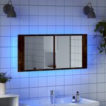vidaXL Armoire à miroir à LED de bain chêne fumé 100x12x45 cm