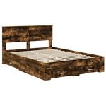 vidaXL Cadre de lit Chêne fumé 135 x 190 cm Bois d'ingénierie