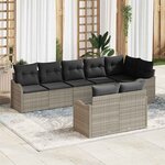 vidaXL Ensemble de canapé de jardin 8 Pièces Gris clair Poly rotin