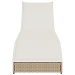 VidaXL Chaise longue pliante coussin et rangement beige résine tressée