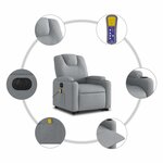 vidaXL Fauteuil inclinable de massage électrique Gris clair Tissu