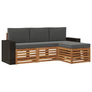 vidaXL Ensemble de canapés d'extérieur 4 pc Naturel et Anthracite
