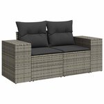 vidaXL Salon de jardin 11 Pièces avec coussins gris résine tressée