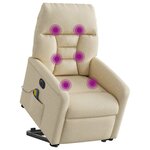vidaXL Fauteuil inclinable de massage électrique Crème Tissu