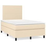 vidaXL Sommier à lattes de lit matelas et LED crème 120x190 cm tissu