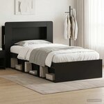 vidaXL Cadre de lit avec rangement Noir 75 x 190 cm Bois d'ingénierie