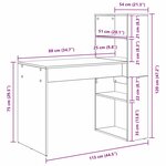 vidaXL Bureau Chêne fumé 113 x 54 x 120 cm Bois d'ingénierie