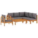 vidaXL Salon de jardin avec coussins 5 Pièces Bois d'acacia solide