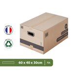 Pack and Move - Lot 40 cartons déménagement M - 60 x 40 x 30 cm - Poignées renforcées - 2 adhésifs offerts