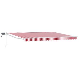 vidaXL Store rétractable manuel avec LEDs Rouge et Blanc 5 x 3 m