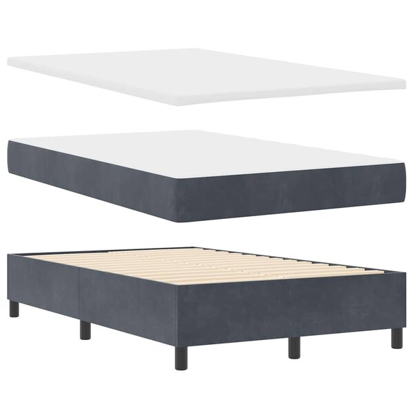 vidaXL Lit à ressorts avec matelas et banc gris foncé 120x190 cm en velours