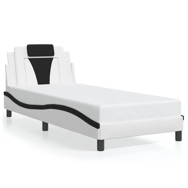 vidaXL Cadre de lit Viana sans matelas blanc et noir 90x190 cm similicuir
