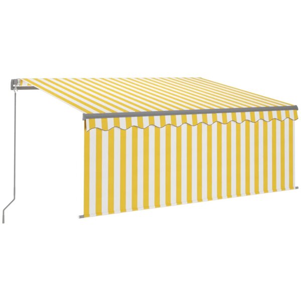 vidaXL Auvent rétractable manuel avec store 3 5x2 5 m Jaune et blanc
