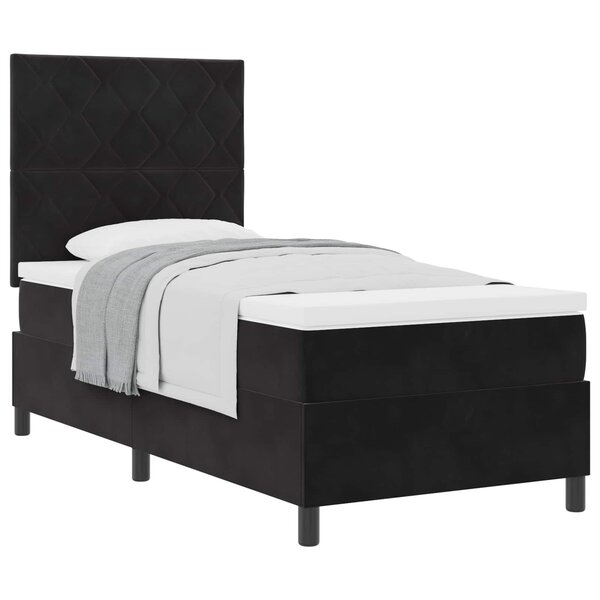 vidaXL Lit à ressorts avec matelas Noir 100 x 200 cm Velours