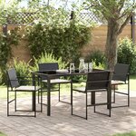 vidaXL Ensemble de Dîner de Jardin 5 Pièces avec Coussins Noir Rotin Poly