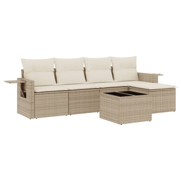 vidaXL Salon de jardin avec coussins 6 Pièces beige résine tressée