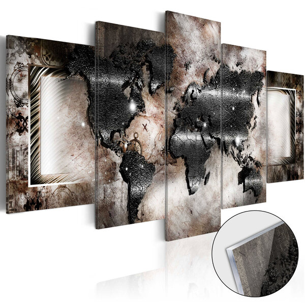 Tableau sur verre acrylique - graphite map [glass] l x h en cm 200x100