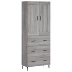 vidaXL Buffet haut Sonoma gris 69 5x34x180 cm Bois d'ingénierie