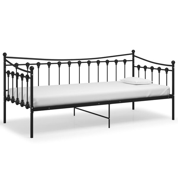 vidaXL Cadre de canapé-lit Noir Métal 90x200 cm