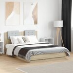 vidaXL Cadre de lit tête de lit et lumières LED chêne sonoma 140x190cm