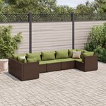 vidaXL Salon de jardin avec coussins 7 Pièces marron résine tressée